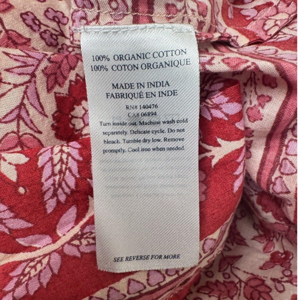 Faherty Hyland Maxi Dress Sun Up Block Print Pink Red Elevated Boho Size M - Picture 10 of 12